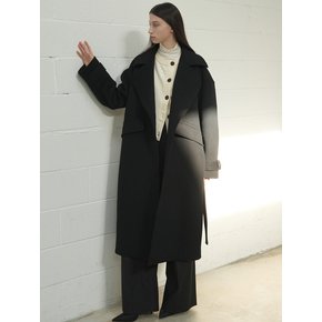 BELTED OVERSIZ WOOL COAT / BLACK