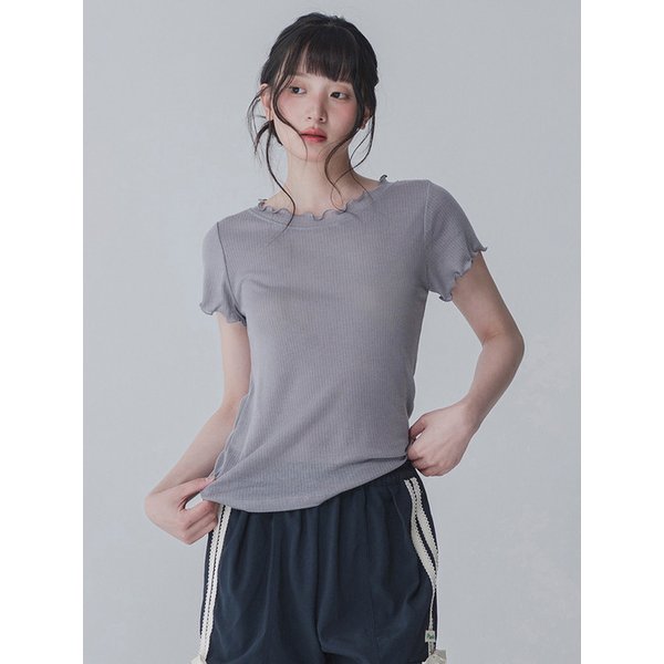 [1+1]SORBET SEE-THROUGH SHIRRING T-SHIRT_5COLOR