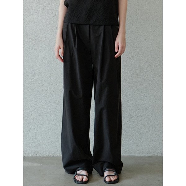 natural cotton wide pants (black)