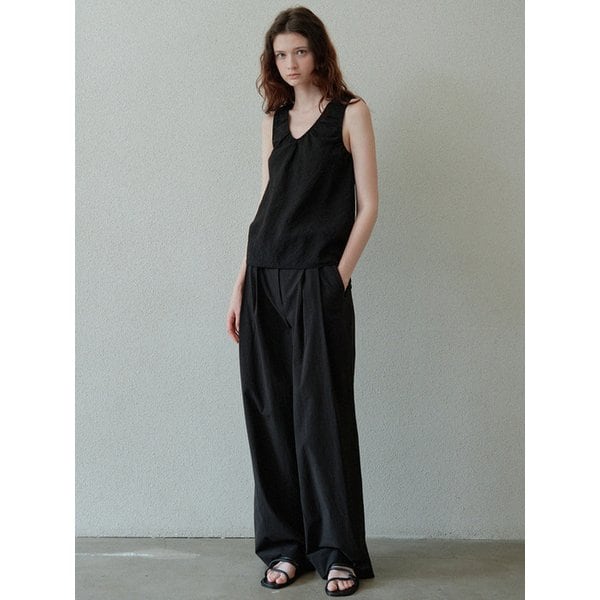 natural cotton wide pants (black)