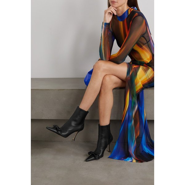 Double Bow Leather Ankle Boots 블랙 1647597277646806