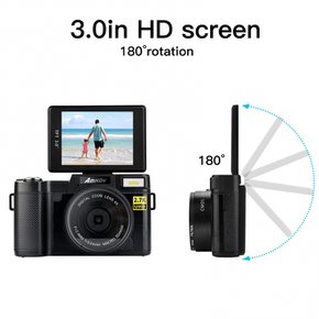 Vbestlife 3 인치 LCD 스크린 디지털 카메라 180도 회전 2.7K48MP 카메라 (자동 플래시 포함)