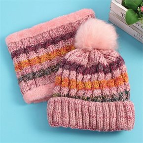 빅사이즈사랑해요 C401L012 털방울니트워머모자세트 DT (S6417209)