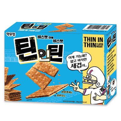 [막무정 틴인틴 89g*15개] 바삭하고 얇은 세겹 비스켓 츄러스맛 씨앗호떡맛