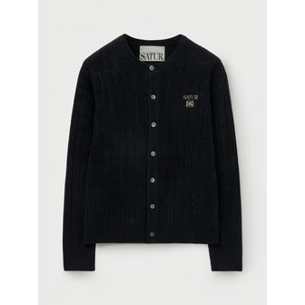 세터 플리스 크루 넥 가디건_블랙