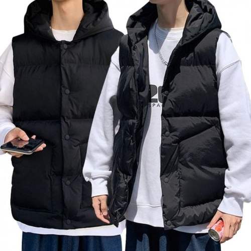 남성 패딩 조끼 겨울 하이넥 민소매 점퍼 웨이론 충전재 캐주얼 의류