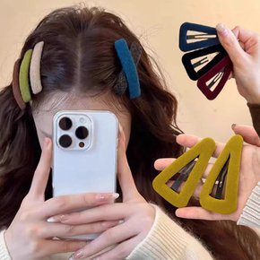 벨벳 일자 삼각 패브릭 컬러 포인트 뚝딱핀 헤어 머리핀 예쁜 옆머리 앞머리 잔머리 헤어핀 삔