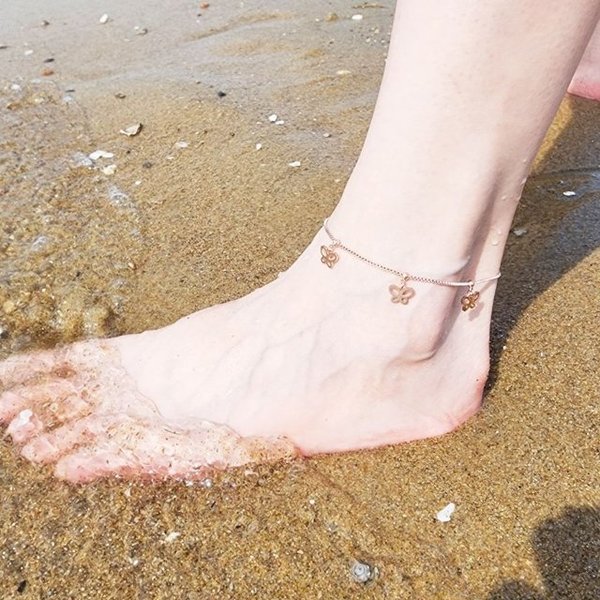 나비펜던트 로즈골드 발찌 (WED6354)