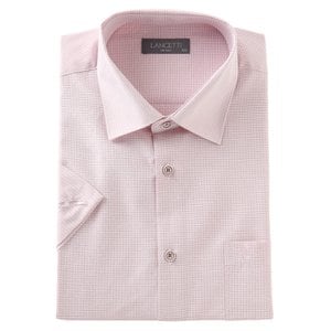 란체티 위사 스트라이프 패턴 핑크 반소매 노멀핏 셔츠 LUM3907PI