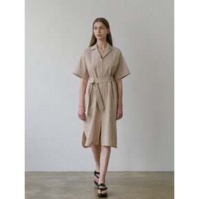 Zip-up Utility Dress _ Beige