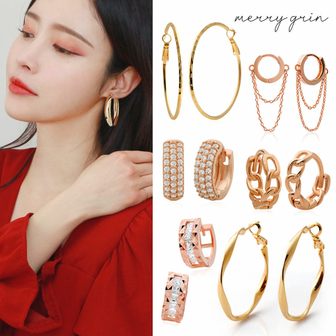 메리그린 14K 골드필드 핀 링 귀걸이 모음