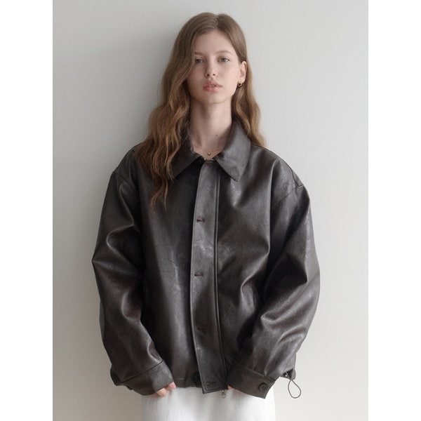 les button leather Jacket (brown)