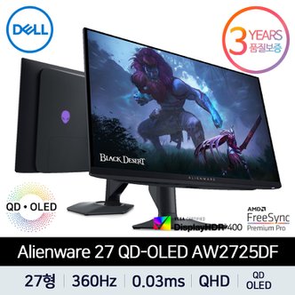 DELL [공식]DELL 에일리언웨어 AW2725DF QD OLED QHD 360Hz 0.03ms 27형 게이밍 델 모니터