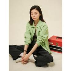 포플린 스트라이프 오버핏 셔츠  애플그린 (BF5264C02K)
