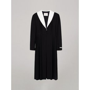 SHAWL COLLAR LONG DRESS_WHITE/BLACK