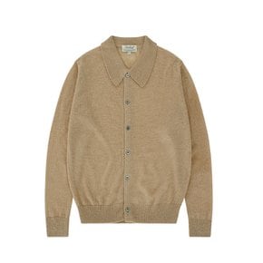 Mohair polo Collar Cardigan Knit (Beige)