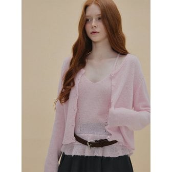 트위 비아츄 니트 나시 가디건 SET