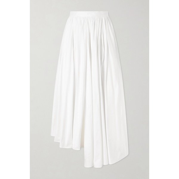 어시메트릭 개더드 코튼 포플린 미디 스커트 46376663163017515