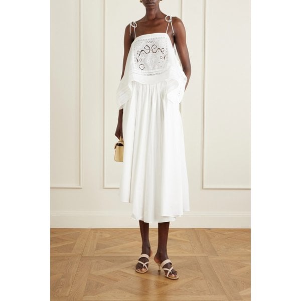 어시메트릭 개더드 코튼 포플린 미디 스커트 46376663163017515