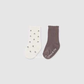 브리엘 양말 2set ㅡ 페일버건디
