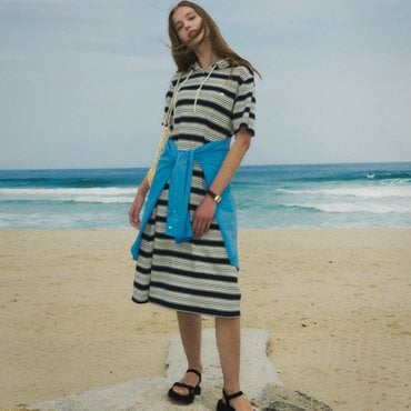 틸아이다이 Stripe hood dress TISU02OP01_Navy