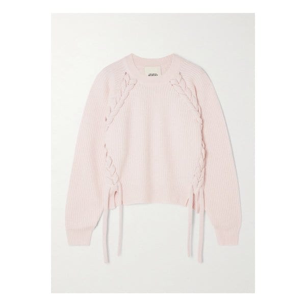 노엘리아 브레이드 골지 니트 메리노 울 스웨터 핑크 1647597350563278