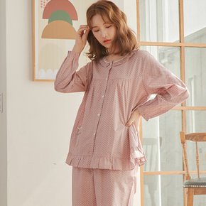 국산 여성 순면 잠옷 세트 커플 파자마 홈웨어 여자 고급 프릴 신혼부부 60수 긴팔 MAW5775