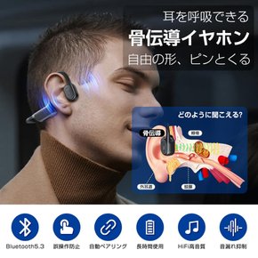 & bluetooth [2023년 말 신개발 골전도 이어폰] 걸림돌 도어 이어폰 귀를 막지 않는 이어폰