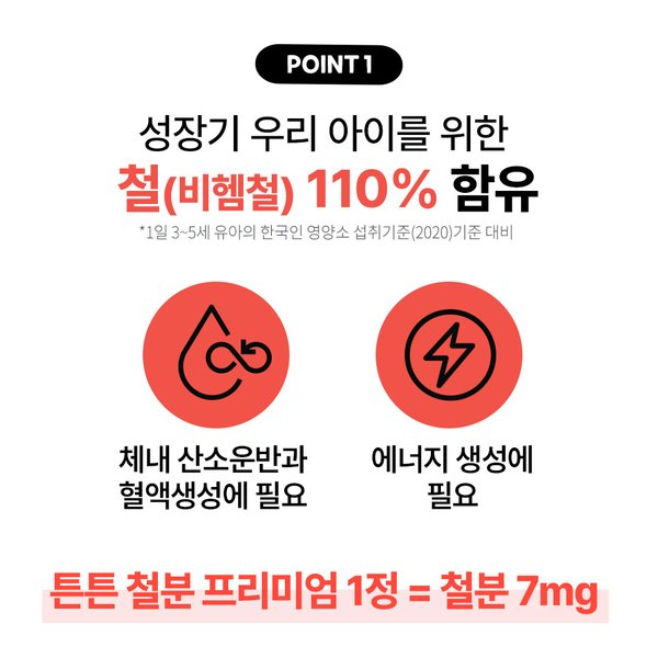 튼튼 철분 프리미엄 어린이 철분제 1,000mg 60캡슐, 1개
