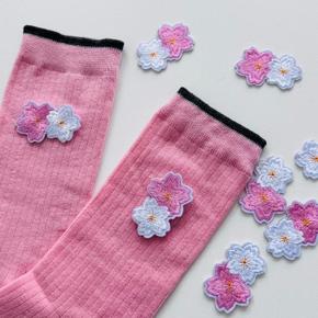 벚꽃 꽃 와펜 DIY 귀여운 자수 패치 열접착 패딩수선 핑크 가방 리폼