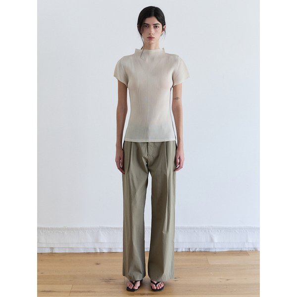 Crisp pintuck trousers _ khaki