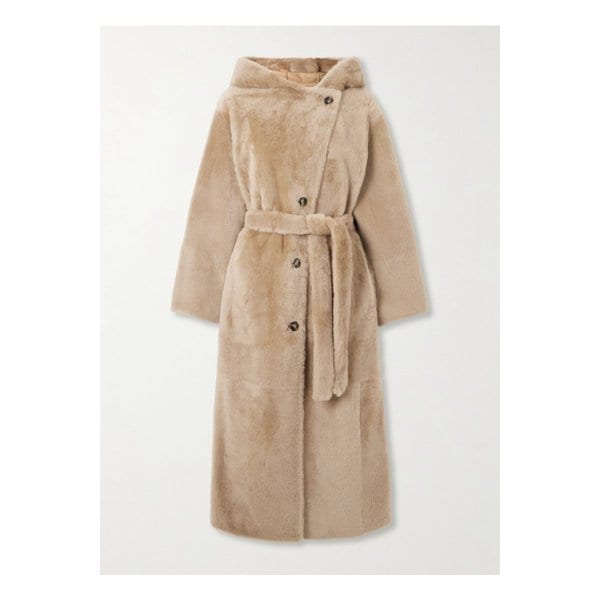 이브살로몬 후드 벨트 시어링 코트 베이지 46376663162924573