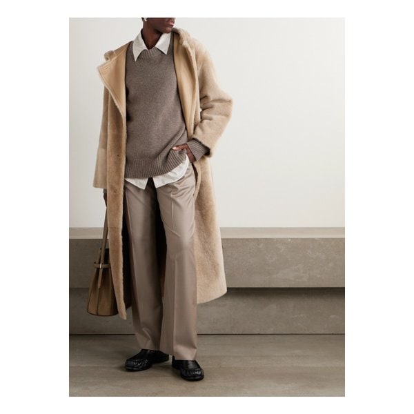 이브살로몬 후드 벨트 시어링 코트 베이지 46376663162924573