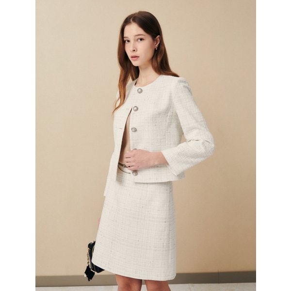 [파주점] 세트 노칼라 트위드 자켓 + 체인 A라인 스커트 JR3A0JK151,JR3A0SK151