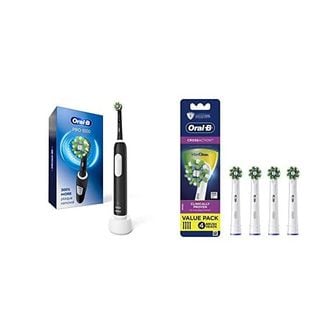  독일 오랄비 전동칫솔 OralB Pro 1000 Cross액션 일렉트릭 Toothbrush 블랙 with 4 교체 Brush