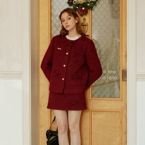 12/18예약배송_Cest_Holiday red ribbon wool skirt