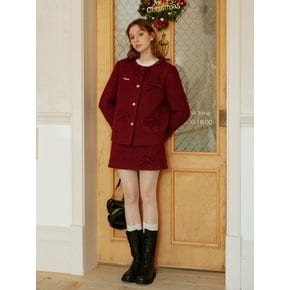 12/18예약배송_Cest_Holiday red ribbon wool skirt