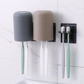거꾸로 양치컵 칫솔꽂이 3color 흡착 칫솔 걸이 컵