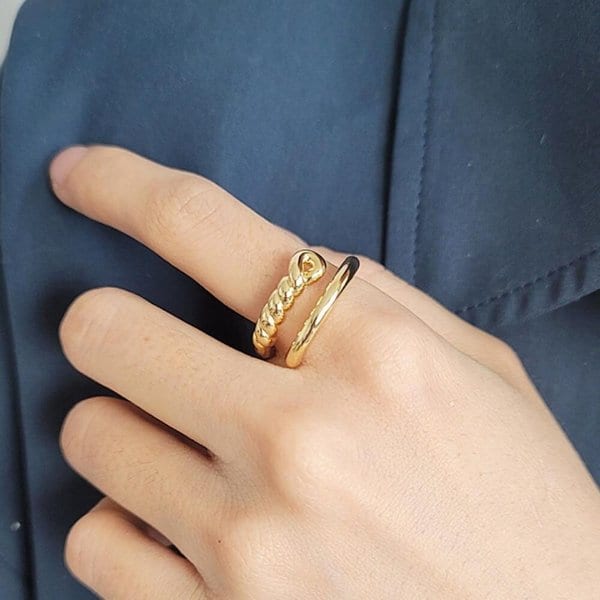 [옷자락] 여자 2컬러 꼬임 레이어드 이중 유광 반지