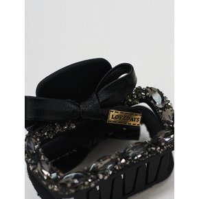 Leather Jewel Square Hair Claw Clip_Black