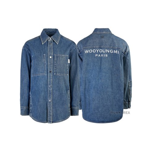 우영미 FW24 남성 데님 백로고 셔츠 M243SH17 983L