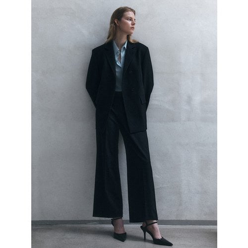 Herringbone Semi-Wide Trousers