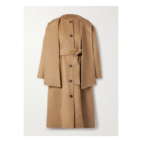 아스트라 스카프 디테일 후드 울 펠트 코트 카멜 46376663162914840