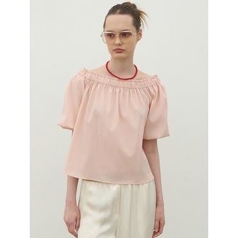 320쇼룸 Off-Shoulder Shirred Blouse Baby pink