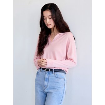 더엘로 Soft Collared Knit Sweater (Pink)