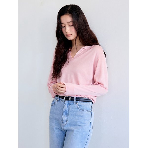 Soft Collared Knit Sweater (Pink)
