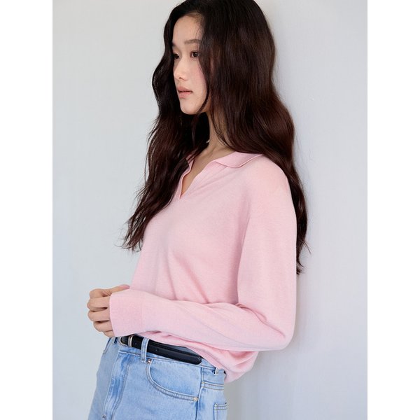 Soft Collared Knit Sweater (Pink)