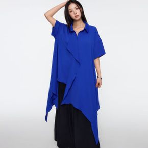 카라 레이스 물결 언발란스 반팔 셔츠_P389146189