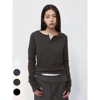 시스에이 4버튼 헨리넥 슬릿 티셔츠 [4 colors]