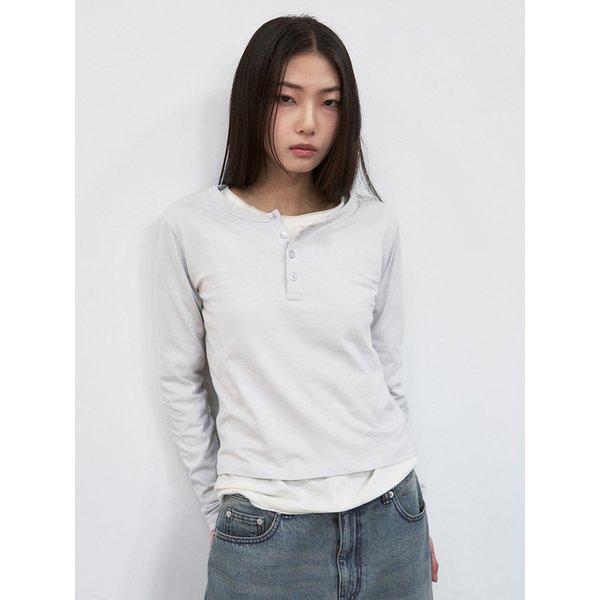 4버튼 헨리넥 슬릿 티셔츠 [4 colors]